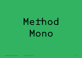 Ejemplo de fuente Method Mono Light Italic